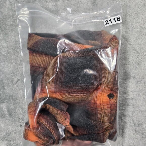 Old Navy Shirt Womens S Orange Boyfriend Plaid Flannel Evermore Inspired Swiftie - Picture 7 of 9